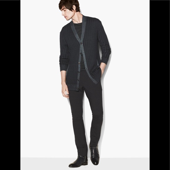 John Varvatos Collection MERINO WOOL CABLE-KNIT CARDIGAN. Size medium.